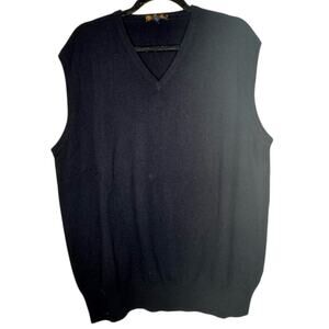 Loro Piana 100% Cashmere Sweater Vest Size 56 Black V-Neck Italy Luxury Knit